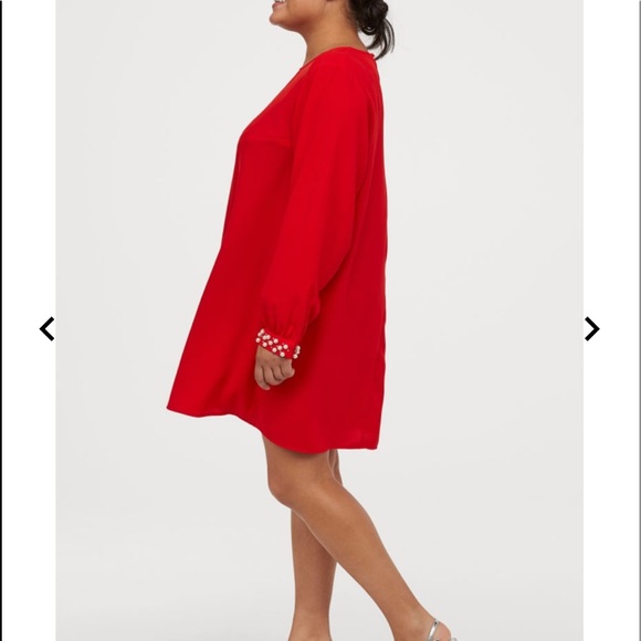 h&m red short dress